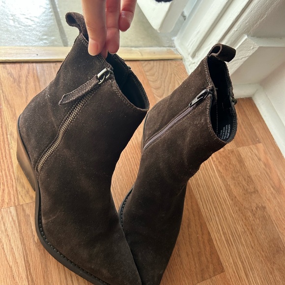 Dark Brown Suede Ankle Boots - Picture 4 of 5